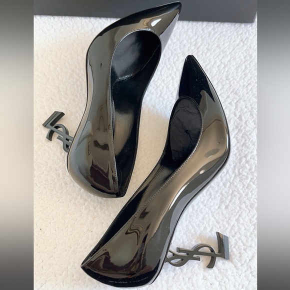 Saint Laurent Black Heels with Logo Heel - Picture 5 of 14